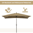 Patio Umbrellas, 6.5' x 10' Rectangular Tilting Patio Umbrella, Solar LED Lights & Hand Crank - Light Coffee Brown - Seasonal Overstock