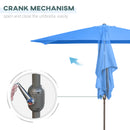Patio Umbrellas, 6.5' x 10' Rectangular Patio Umbrella with Tilt and Hand Crank - Light Blue - Seasonal Overstock