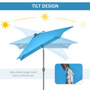 Patio Umbrellas, 6.5' x 10' Rectangular Tilting Patio Umbrella, Solar LED Lights & Hand Crank - Turquoise - Seasonal Overstock