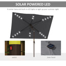 Patio Umbrellas, 6.5' x 10' Rectangular Tilting Patio Umbrella, Solar LED Lights & Hand Crank - Dark Grey - Seasonal Overstock