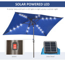 Patio Umbrellas, 6.5' x 10' Rectangular Tilting Patio Umbrella, Solar LED Lights & Hand Crank - Dark Blue - Seasonal Overstock