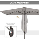 Patio Umbrellas, 6.5' x 10' Rectangular Tilting Patio Umbrella, Solar LED Lights & Hand Crank - Light Grey - Seasonal Overstock