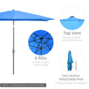 Patio Umbrellas, 6.5' x 10' Rectangular Patio Umbrella with Tilt and Hand Crank - Light Blue - Seasonal Overstock