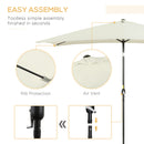 Patio Umbrellas, 6.5' x 10' Rectangular Aluminum Market Patio Umbrella with Tilt and Hand Crank - Cream White - Seasonal Overstock