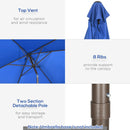 Patio Umbrellas, 6.5' x 10' Rectangular Patio Umbrella with Tilt and Hand Crank - Dark Blue - Seasonal Overstock