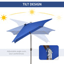 Patio Umbrellas, 6.5' x 10' Rectangular Tilting Patio Umbrella, Solar LED Lights & Hand Crank - Dark Blue - Seasonal Overstock