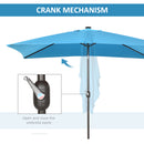 Patio Umbrellas, 6.5' x 10' Rectangular Tilting Patio Umbrella, Solar LED Lights & Hand Crank - Turquoise - Seasonal Overstock