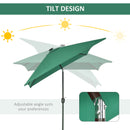Patio Umbrellas, 6.5' x 10' Rectangular Tilting Patio Umbrella, Solar LED Lights & Hand Crank - Dark Green - Seasonal Overstock