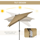 Patio Umbrellas, 6.5' x 10' Rectangular Tilting Patio Umbrella, Solar LED Lights & Hand Crank - Light Coffee Brown - Seasonal Overstock
