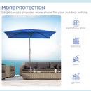 Patio Umbrellas, 6.5' x 10' Rectangular Patio Umbrella with Tilt and Hand Crank - Dark Blue - Seasonal Overstock