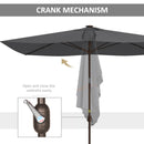 Patio Umbrellas, 6.5' x 10' Rectangular Tilting Patio Umbrella, Solar LED Lights & Hand Crank - Dark Grey - Seasonal Overstock