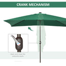 Patio Umbrellas, 6.5' x 10' Rectangular Tilting Patio Umbrella, Solar LED Lights & Hand Crank - Dark Green - Seasonal Overstock