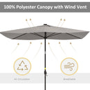 Patio Umbrellas, 6.5' x 10' Rectangular Tilting Patio Umbrella, Solar LED Lights & Hand Crank - Light Grey - Seasonal Overstock