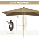 Patio Umbrellas, 6.5' x 10' Rectangular Tilting Patio Umbrella, Solar LED Lights & Hand Crank - Light Coffee Brown - Seasonal Overstock