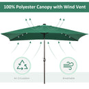 Patio Umbrellas, 6.5' x 10' Rectangular Tilting Patio Umbrella, Solar LED Lights & Hand Crank - Dark Green - Seasonal Overstock