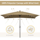 Patio Umbrellas, 6.5' x 10' Rectangular Tilting Patio Umbrella, Solar LED Lights & Hand Crank - Light Coffee Brown - Seasonal Overstock