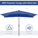 Patio Umbrellas, 6.5' x 10' Rectangular Tilting Patio Umbrella, Solar LED Lights & Hand Crank - Dark Blue - Seasonal Overstock