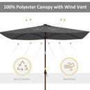 Patio Umbrellas, 6.5' x 10' Rectangular Tilting Patio Umbrella, Solar LED Lights & Hand Crank - Dark Grey - Seasonal Overstock