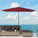 Patio Umbrellas, 6.5' x 10' Rectangular Patio Umbrella with Tilt and Hand Crank - Wine Red - Seasonal Overstock