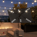 Patio Umbrellas, 6.5' x 10' Rectangular Tilting Patio Umbrella, Solar LED Lights & Hand Crank - Dark Grey - Seasonal Overstock