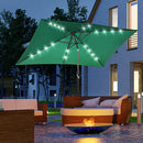 Patio Umbrellas, 6.5' x 10' Rectangular Tilting Patio Umbrella, Solar LED Lights & Hand Crank - Dark Green - Seasonal Overstock