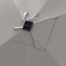 Patio Umbrellas, 6.5' x 10' Rectangular Tilting Patio Umbrella, Solar LED Lights & Hand Crank - Light Grey - Seasonal Overstock