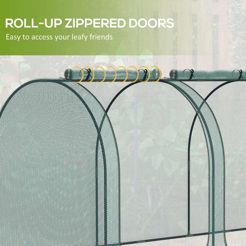 9' x 4' Mesh Garden Protection Crop Cage Cover with 3 Zipper Doors - Green