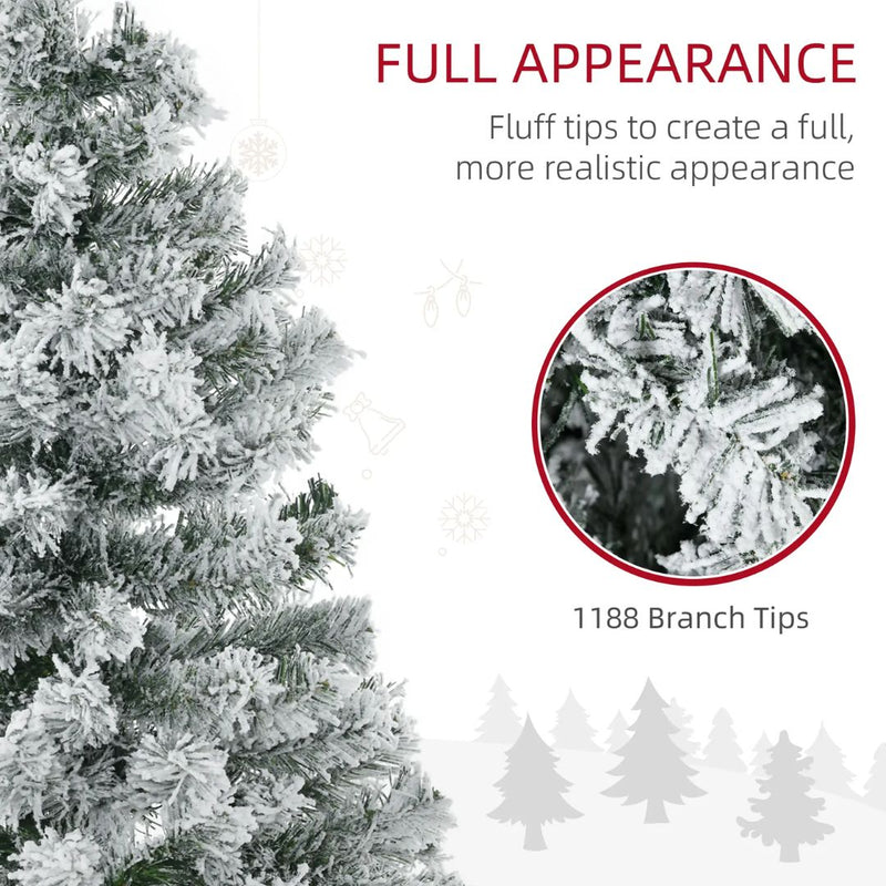 7.5ft Prelit 500 LED Artificial Snow Flocked Christmas Tree with Base