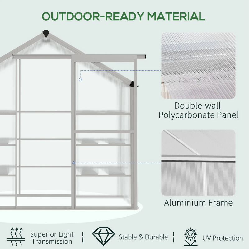 6.3' x 2.3' Walk-In Aluminum Frame Greenhouse with 3 Tier Shelving - Silver