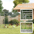 Small Animal Habitats & Cages, 10' x 20' Walk-In Coop Pen with Peaked Roof, Perch, Hanging Feeder, Feeding Door and Canopy - Seasonal Overstock