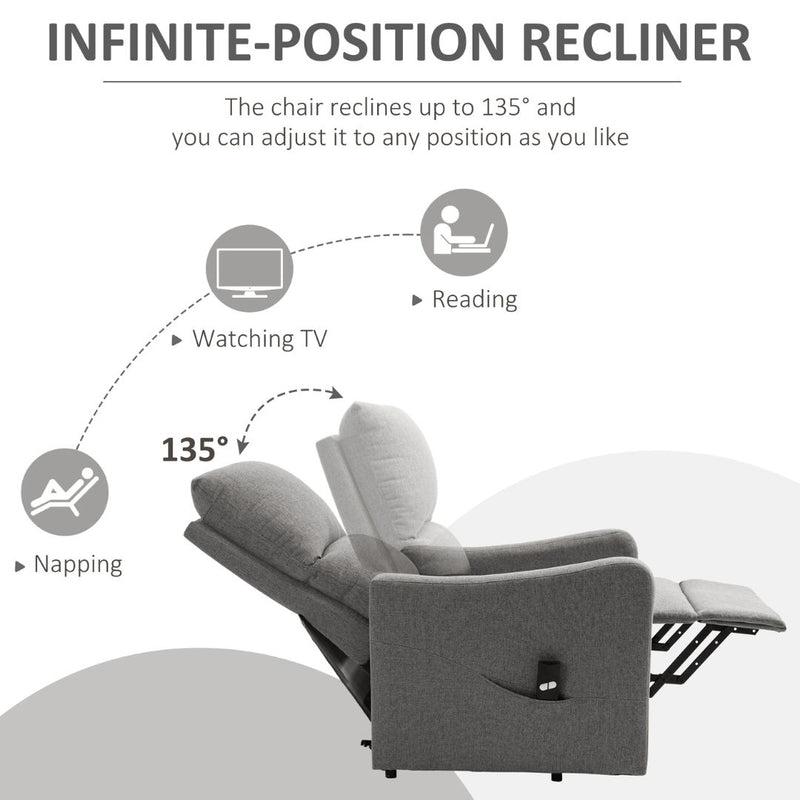 Fynn Grey Electric Powered Lift Assist Recliner Sleeper Chair