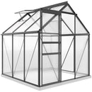6' x 6' Walk-In Greenhouse with Aluminum Frame and Polycarbonate Panels, Sliding Door - Grey