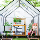 6' x 6' Walk-In Greenhouse with Aluminum Frame and Polycarbonate Panels, Sliding Door - Grey