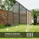 6' x 6' Walk-In Greenhouse with Aluminum Frame and Polycarbonate Panels, Sliding Door - Grey