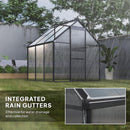 6' x 6' Walk-In Greenhouse with Aluminum Frame and Polycarbonate Panels, Sliding Door - Grey