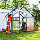 6' x 6' Walk-In Greenhouse with Aluminum Frame and Polycarbonate Panels, Sliding Door - Grey