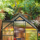 6' x 6' Walk-In Greenhouse with Aluminum Frame and Polycarbonate Panels, Sliding Door - Grey