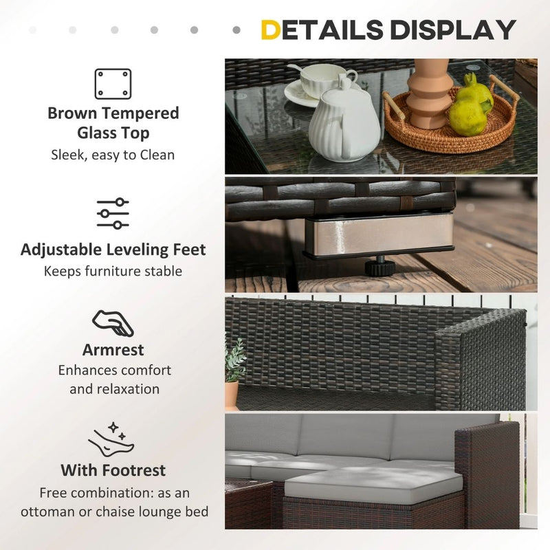 Patio Furniture, Sola Vina 3pc Outdoor Patio Sofa and Ottoman Set with Table - Grey - Seasonal Overstock