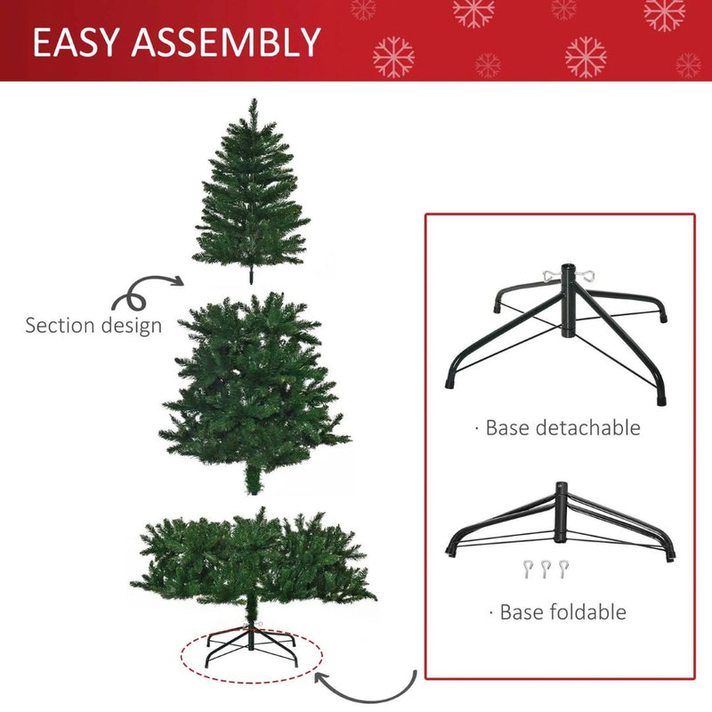 8ft Artificial Christmas Tree for Indoor Use with Foldable Base