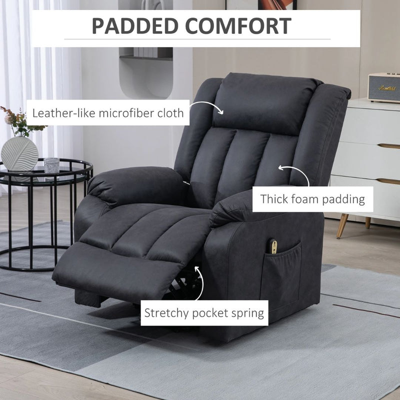 Anatole Electric Lift Assist Recliner Chair with Remote in Grey Microfibre