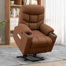 Lift Chairs, Wyatt Electric Lift Assist Recliner Chair with Vibration Massage and Lumbar Heat - Brown - Seasonal Overstock