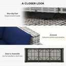 Patio Furniture, Manchester Creek Outdoor Patio Rattan Sofa - Dark Blue & Grey - Seasonal Overstock