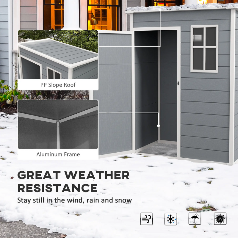 4.6' x 2.5' Resin Plastic Outdoor Storage Shed with Lockable Swing Door - Grey