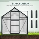 6' x 10' Polycarbonate Walk-in Greenhouse with Aluminum Frame and Sliding Door - Grey