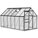 6' x 12' Large Walk-In Greenhouse with Aluminum Frame and Polycarbonate Panels, Sliding Door - Grey