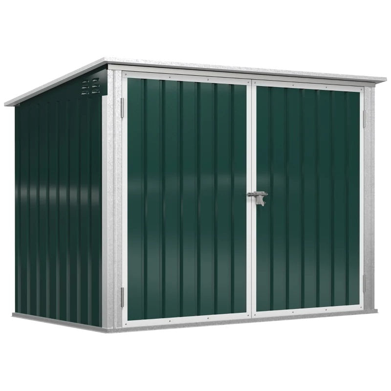 6' x 3' Lockable Utility Storage Shed with Lift Top and 2 Doors for Garbage and Recycling Bins - Green