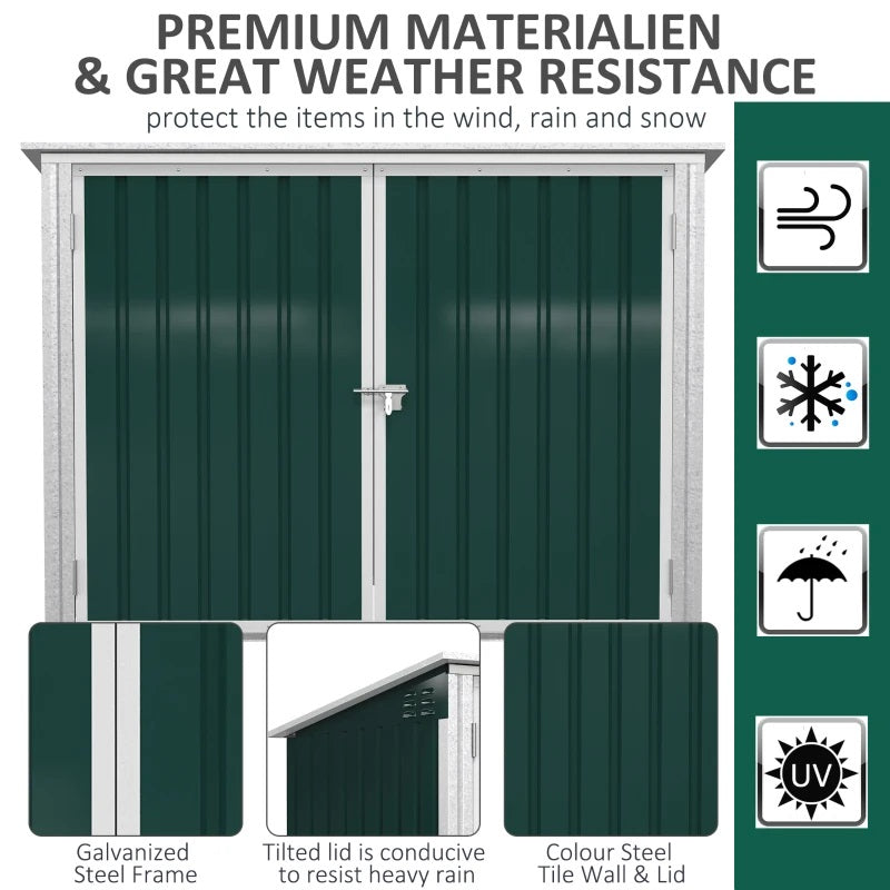 6' x 3' Lockable Utility Storage Shed with Lift Top and 2 Doors for Garbage and Recycling Bins - Green