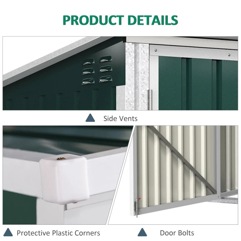 6' x 3' Lockable Utility Storage Shed with Lift Top and 2 Doors for Garbage and Recycling Bins - Green