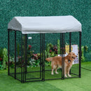 Dog Kennel, 6' x 4' Solid Steel Fence Outdoor Dog Kennel with 6' Height and Oxford Canopy Cover - Seasonal Overstock