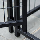 Dog Kennel, 6' x 4' Solid Steel Fence Outdoor Dog Kennel with 6' Height and Oxford Canopy Cover - Seasonal Overstock